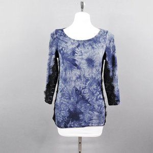 Boho‎ Chic Women Shirt Blue Black M